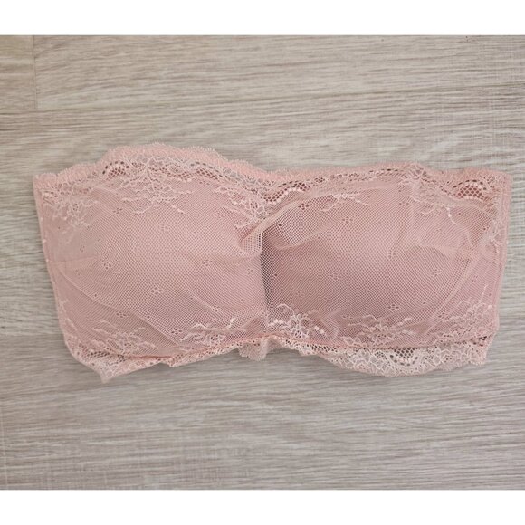 Spanx Undietectable Strapless Wireless Lace Blush Pink Bandeau Lined Bra L Large - Picture 1 of 7